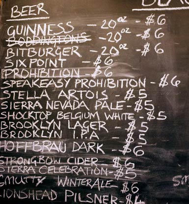 chalkboard beer specials